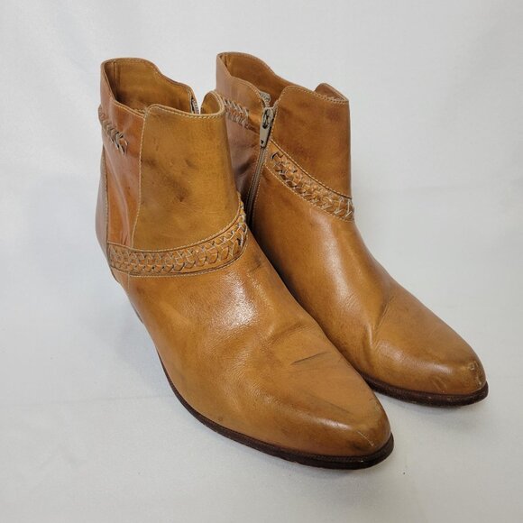 Vintage 70s The Wild Pair Leather Ankle Boots Boho Chelsea Tapered Toes 10D Men main image 7